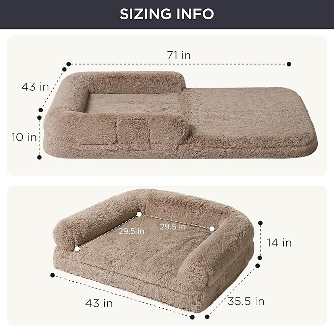 Bedsure Foldable Human Dog Bed for People Adults 2 in 1 Calming