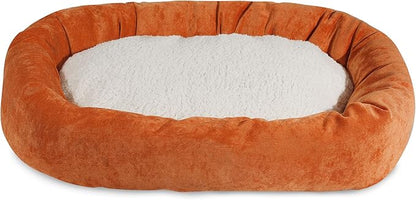 24 inch Orange Villa Collection Sherpa Bagel Dog Bed