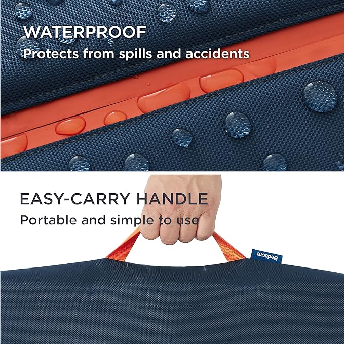 Bedsure Chewproof Durable Outdoor Waterproof Dog Bed with Heavy Duty Cover (30"x20", Navy
