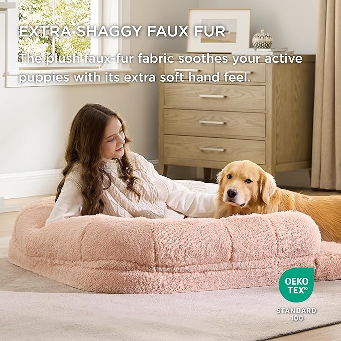 Bedsure Foldable Human Dog Bed for People Adults 2 in 1 Calming