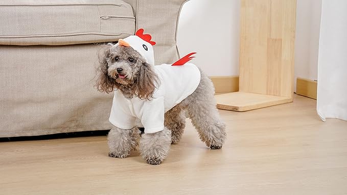 Dog Chicken Costume, Pet Halloween Christmas Cosplay Dress Up Costumes, Pet Hoodie Outfits Coat Clothes for Small Medium Large Puppy Cat Dogs (Chicken/L)