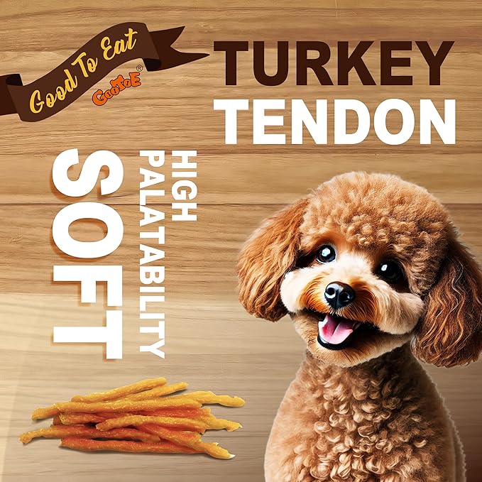 Gootoe Soft Turkey Tendon Dog Treats – 100% USA-Sourced, Natural Snack, Premium Training Chews, Hypoallergenic, Reseal Value Bags, Ideal for Small & Senior Dogs, Soft Strip 3oz/Pack