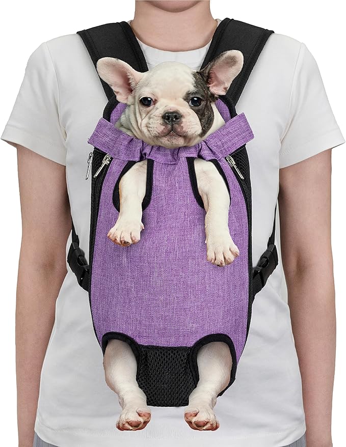 PetAmi Dog Carrier Backpack, Adjustable Dog Pet Cat Front Carrier Backpack | Ventilated Dog Chest Carrier for Hiking Camping Travel, Sling Bag for Small Medium Dog Cat Puppies, Small, 5-9 lbs, Purple