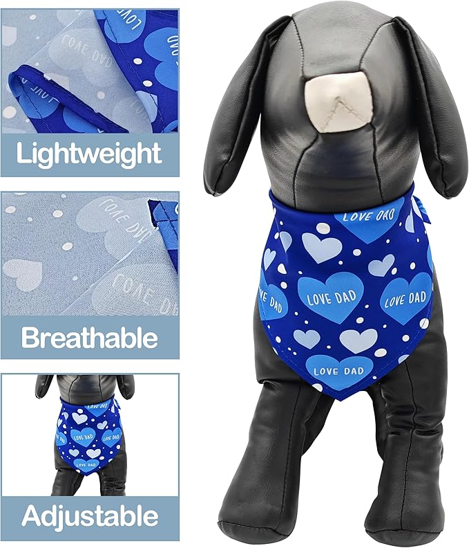 10PCS Father’s Day Dog Bandanas Small XS XXS for Girl Boy Puppy Doggie “Best Dad” “Super Dad” “ I Love Dad” “ Happy Father’s Day” Pink Blue Yellow Plaid Grooming Accessories