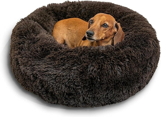 Best Friends by Sheri The Original Calming Donut Cat and Dog Bed in Shag Fur Dark Brown 23"