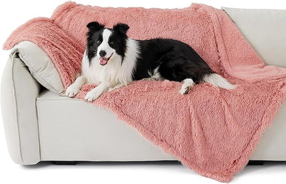 Bedsure Waterproof Dog Blankets for Large Dogs - Calming Cat Blanket for Couch Protector Washable, Long Faux Fur Pet Throw Blanket for Puppy, Reversible Furniture Protection, 40"x50", Pink