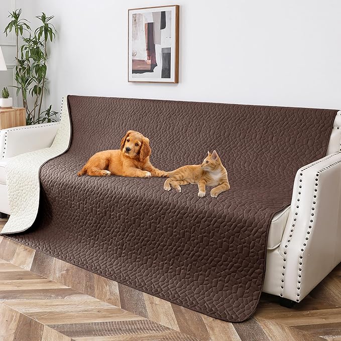 Waterproof Dog Blanket, Washable Anti-Slip Pet Couch Covers for Sofa,Pet Hair Resistant Blankets Bed Chair Furniture Couch Protector for Dogs-52x82,Chocolate