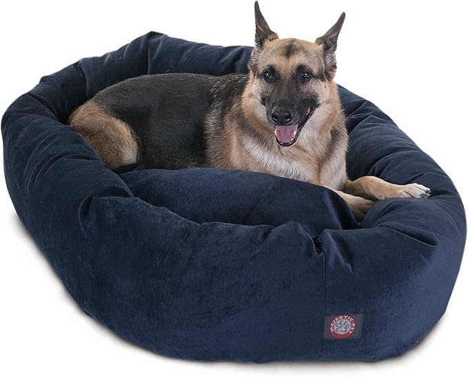 Majestic Pet 52 Inch Micro Velvet Calming Dog Bed Washable – Cozy Soft Round Dog Bed with Spine for Head Support 52x35x11 (inch)