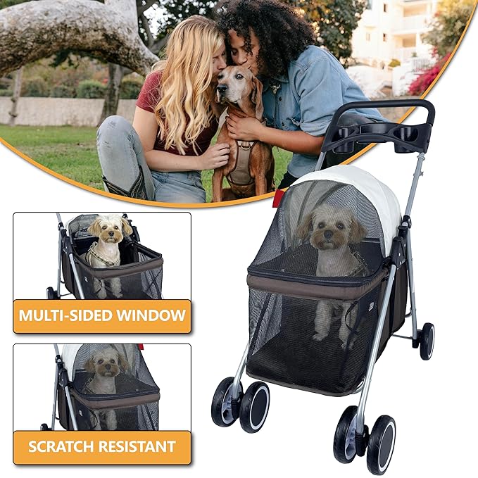Puppy Small Dog Stroller 33lbs (Coffee)