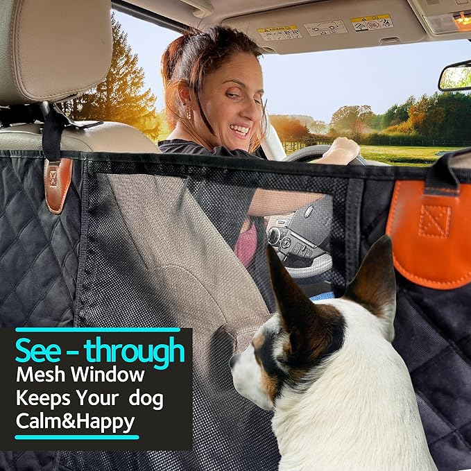 KULULU Dog Car Seat Cover for Back Seat 100% Waterproof (60" W 64" L))