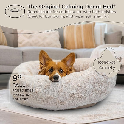 Best Friends by Sheri The Original Calming Donut Cat and Dog Bed in Lux Fur Oyster 30"