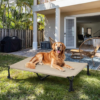 Veehoo Elevated Dog Bed 47" x 29", Beige