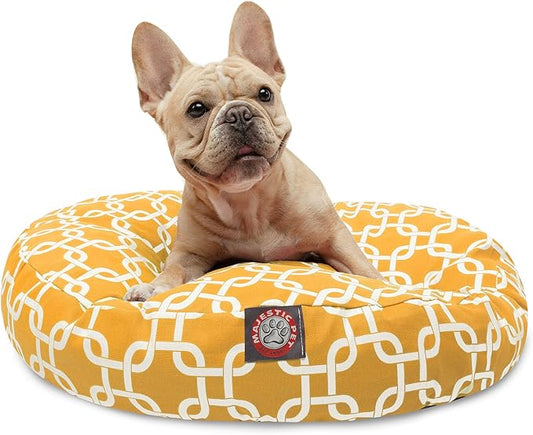 Yellow Links Small Round Indoor Outdoor Pet Dog Bed With Removable Washable Cover By Majestic Pet Products