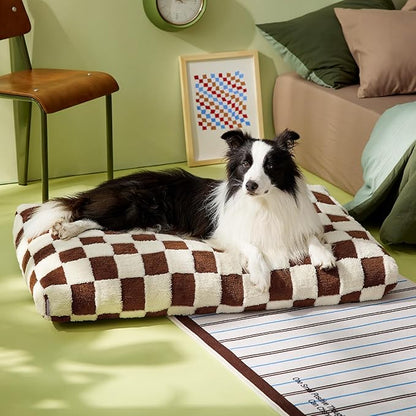 Lesure Large Dog Beds-Thick Shredded Chopped Foam Pet Bed Bottom(36'x27', Brown)