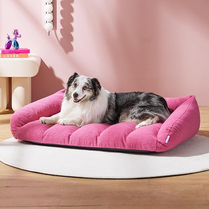 Lesure Orthopedic Dog Bed Sofa for Extra Large Dogs Foam(41" x 29" x 11", Pink)