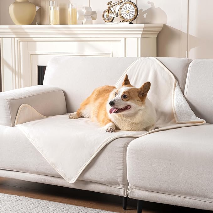 PETHUR Waterproof Dog Blankets for Medium Dogs 29"x40", Beige