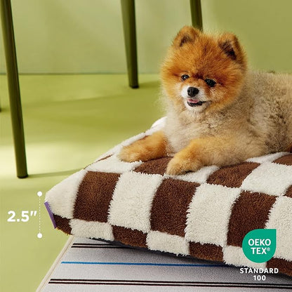 Lesure Small Dog Beds-Thick Shredded Chopped Foam Pet Bed Bottom(24'x16', Brown)