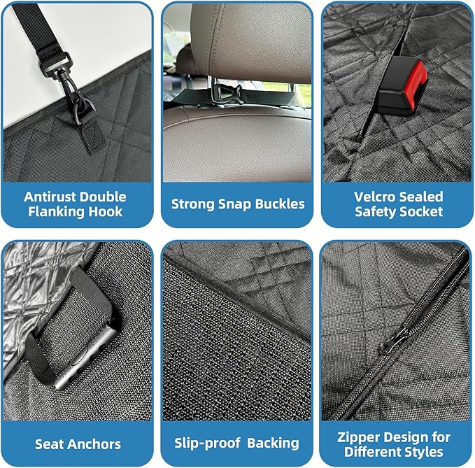 Dog Car Seat Cover for Back Seat 600D Heavy