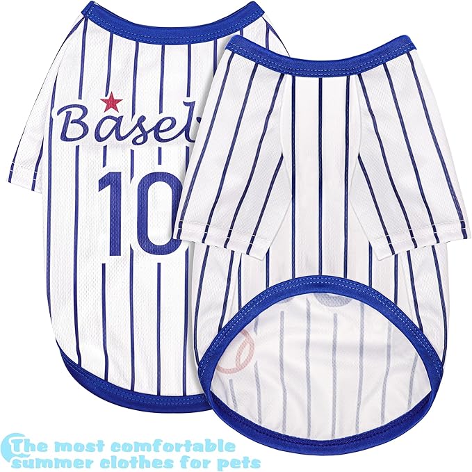 Paiaite Sleek Striped Dog Vest: Sleeveless Baseball-Style Dog Shirt