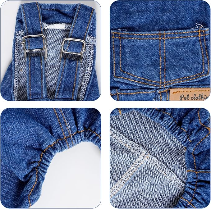 Rbenxia 1 Piece of Dog Denim Shirts Puppy Jean Jacket Sling Jumpsuit Costumes Pet Jean Overalls Dog Pants Outfits for Small Puppy Cat Pets (Blue, Large)