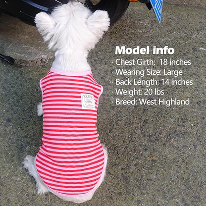 KYEESE 2Pack Dog Shirts Striped Soft Stretchy Dog T-Shirts Lightweight Dog Tank Top Sleeveless Dog Vest Breathable