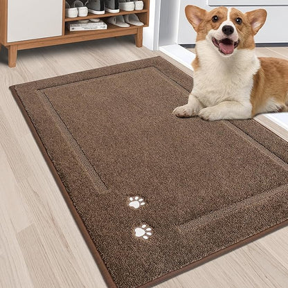 BEQHAUSE Dog Door Mat for Muddy Paws Absorbent Dirt Trapper Entryway Rug Non-Slip Washable Dog Welcome Mat Soft Mud Mat for Dogs Entry Indoor Door Mat for Inside Floor 24"x36"