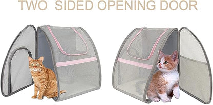 Pet Carrier Backpack, Ventilated and Breathable for Cats Dogs, Collapsible Designed for Travel, Hiking & Outdoor Use Pink