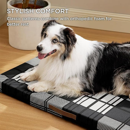 Bedsure Large Patterned Dog Bed for Large Dogs Cover(36"x27", Black)