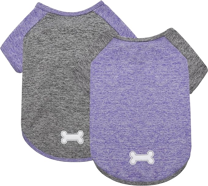 KYEESE 2 Pack Dog Shirts Quick Dry for Medium Dogs Breathable Lightweight Stretchy Protects Against Foxtails Dog T-Shirt with Reflective Label Raglan Sleeve Dog Clothes UV Protection 2XL