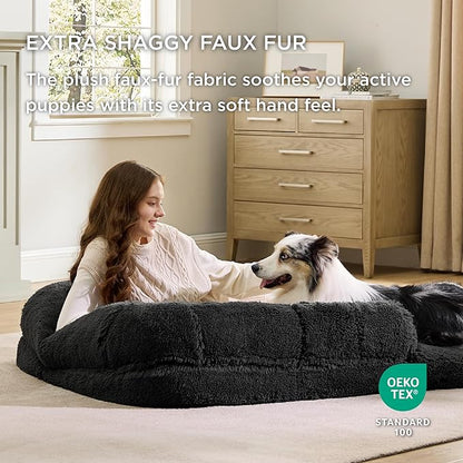 Bedsure Foldable Human Dog Bed for People Adults 2 in 1 Calming