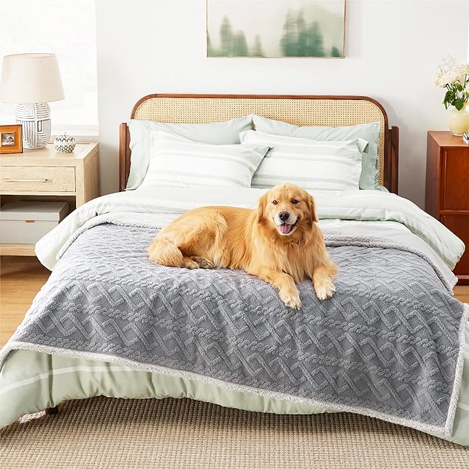 Bedsure Waterproof Dog Blankets for Bed 86x90, Grey