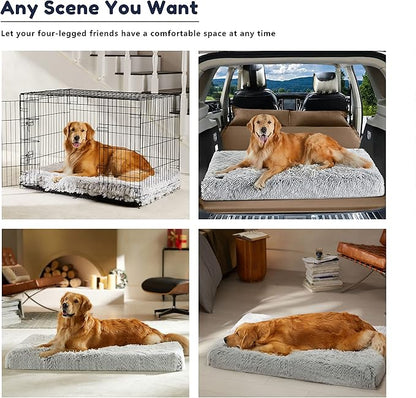 WESTERN HOME WH Dog Crate Bed for Large Dogs, Waterproof Orthopedic Dog Bed - Egg Crate Foam Dog Bed with Removable Washable Cover, Plush Dog Bed with Non-Slip Bottom