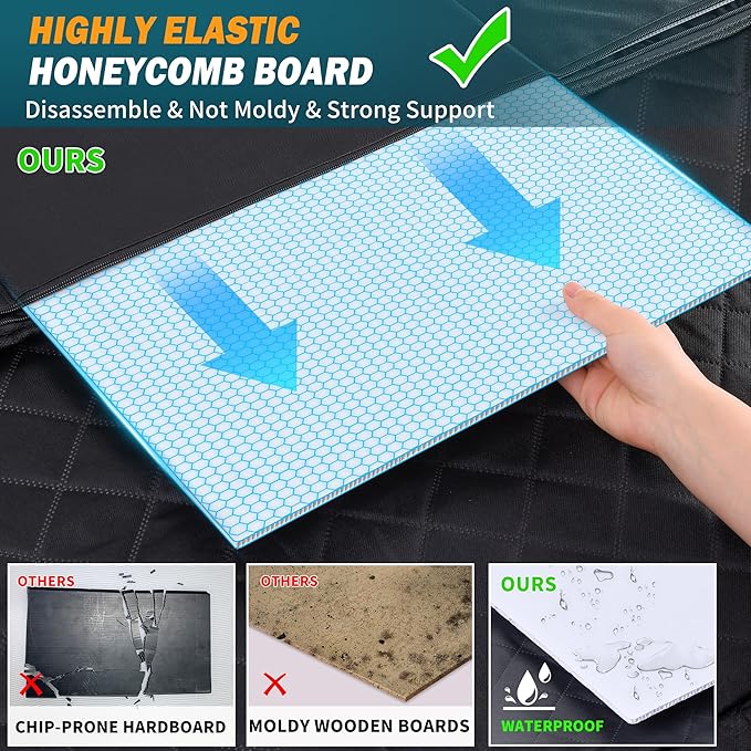 Back Seat Extender for Dogs Large Hard Bottom Car Seat Cover Waterproof Sturdy Nonslip Pets Dog Hammock Backseat Protector for Car