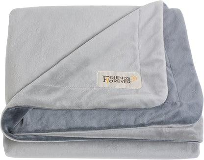 Friends Forever Durable Dog Blanket for Couch Protection | Two Tone Reversible Pet Hair Resistant Blanket for Dogs Cats Bed Kennel Crate Car Seat - Soft Velvet, Warm Fleece (Medium 45x35)