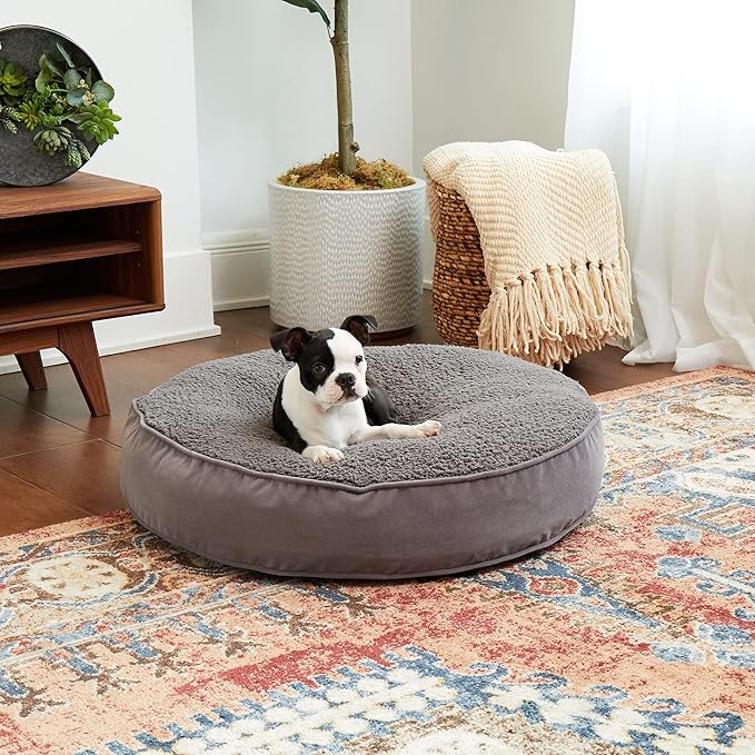 Happy Hounds Scout Deluxe Round Pillow Style Sherpa Dog Bed (30 x 30 in.),