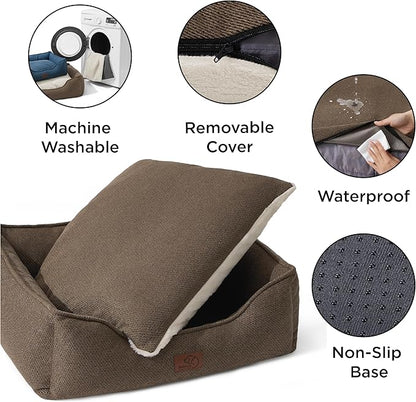 Bedsure Washable Dog Bed for Large Dogs 36x27x10inches, Brown