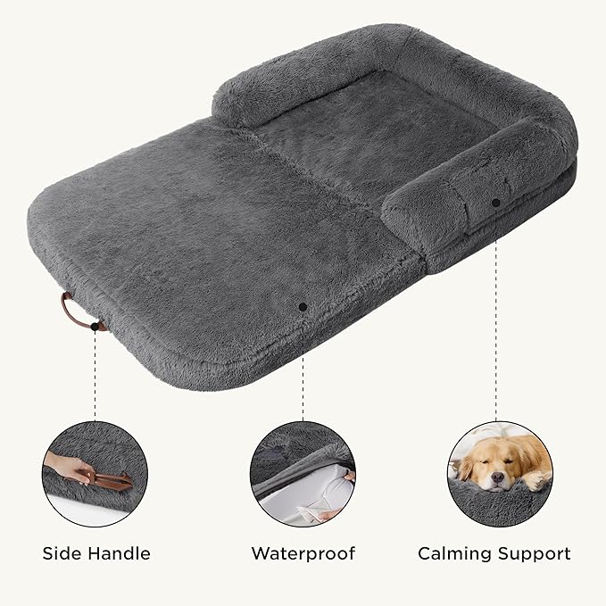 Bedsure Foldable Human Dog Bed for People Adults 2 in 1 Calming