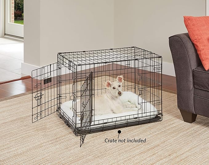 MidWest Homes for Pets Bolster Dog Bed 30L-Inch White Fleece Dog Bed w/ Comfortable Bolster 30-Inch Dog