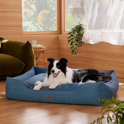 Bedsure Washable Dog Bed for Large Dogs 36x27x10inches, Blue