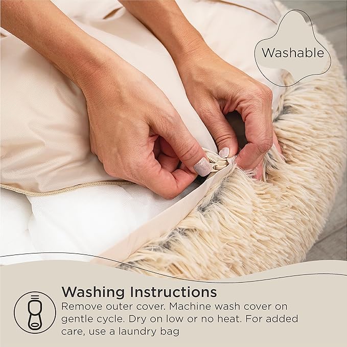 Best Friends by Sheri The Original Calming Donut Cat and Dog Bed in Shag Fur Cotton Candy Pink 30"