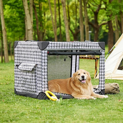 Lesure Cute Soft Collapsible Dog Crate 42 Inch 4-Door Foldable