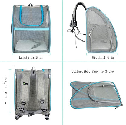 Pet Carrier Backpack, Ventilated and Breathable for Cats Dogs, Collapsible Designed for Travel, Hiking & Outdoor Use Blue