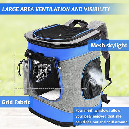 Kritter Planet Pet Carrier Backpack for Dogs and Cats, Breathable Pet Backpack with 2 Mesh Window,Portable Pet Carrier for Camping