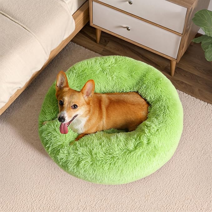 WESTERN HOME WH Calming Dog Bed & Cat Bed, Anti-Anxiety Donut Dog Cuddler Bed, Warming Cozy Soft Dog Round Bed, Dog Cat Cushion Bed for Small Medium Dogs and Cats