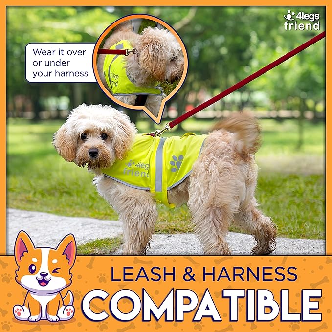 Dog Safety Reflective Lightweight Vest 6 Sizes - Snap Lock Buckle Straps, High Visibility for Outdoor Activity Day and Night, Keep Your Dog Safe from Cars & Hunting Accidents