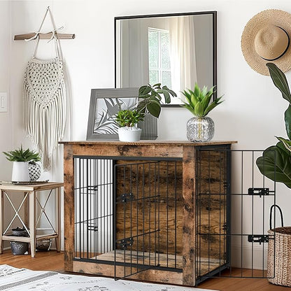 NicBex Small Dog Crate Furniture 27.2" L 30lb, Rustic