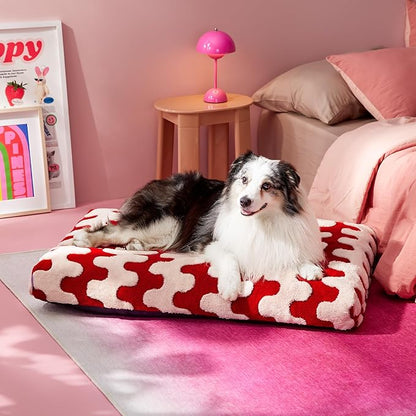 Lesure XLarge Dog Bed-Thick Shredded Chopped Foam Pet Bed Bottom(41'x28', Red)