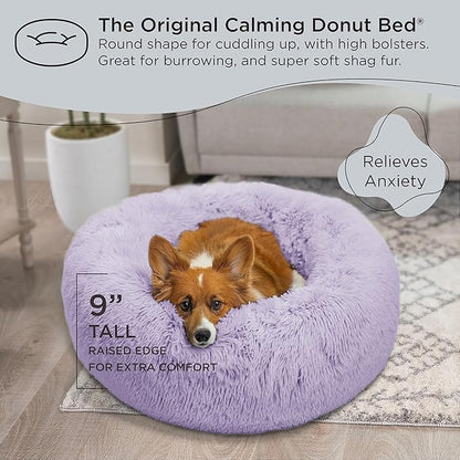 Best Friends by Sheri The Original Calming Donut Cat and Dog Bed in Shag Fur Lavender 30"