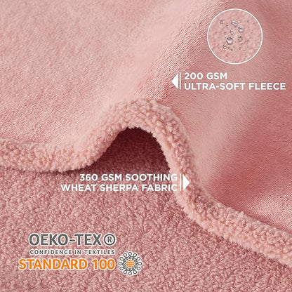 Lesure Waterproof Dog Blanket for Large Dogs 360GSM Wheat 200GSM Flannel 50x60