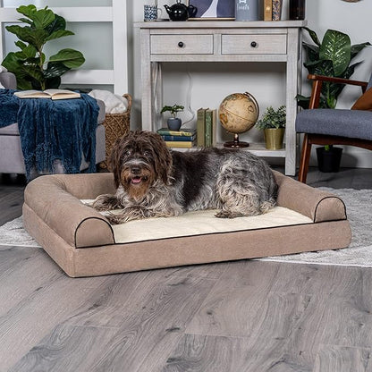 Furhaven Memory Foam Dog Bed for Large Dogs w/ Removable Bolsters & Washable Cover 95 lbs